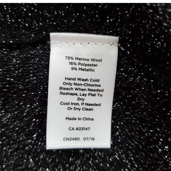 Talbots Wool Blend Black Silver Metallic Faux Wrap A-line Dress Sz M HolidayCore - Picture 9 of 9